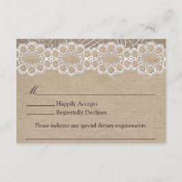 RSVP de Casamento de Chiques de Burlap e Vintage L