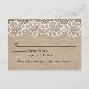 RSVP de Casamento de Chiques de Burlap e Vintage L