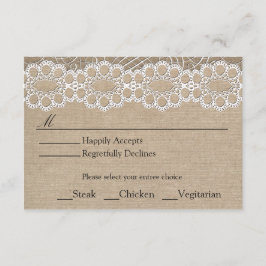 RSVP de Casamento de Chiques de Burlap e Vintage L