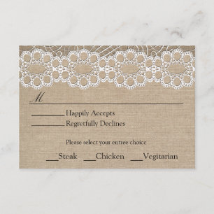 RSVP de Casamento de Chiques de Burlap e Vintage L