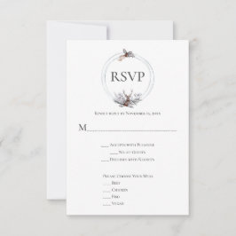 RSVP de Casamento de Cinza de Prata Marinho Deer A