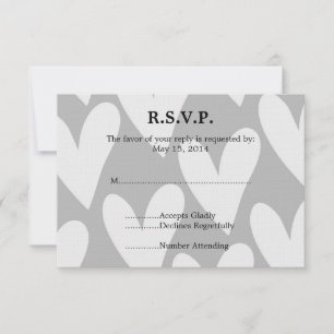 RSVP de Casamento de cinzas e Corações Brancos