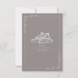 RSVP de Casamento de Cinzas Rustic Barn Ametyst