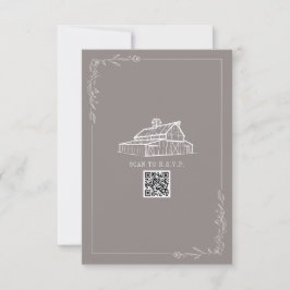 RSVP de Casamento de Código QR da Cinza Rbn Barn A