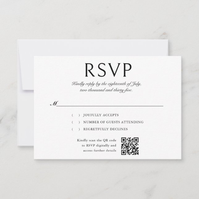 RSVP de Casamento de Código QR de Fotografia de Ca (Frente)