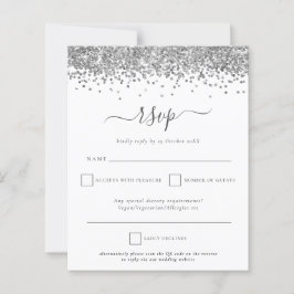 RSVP de Casamento de Código QR de Glitter de Orçam