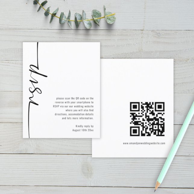 RSVP de Casamento de Código QR de Script Moderno d (Criador carregado)