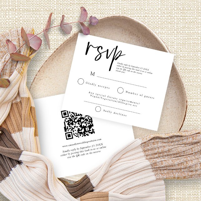 RSVP de Casamento de Código QR de Script Simples d (Criador carregado)