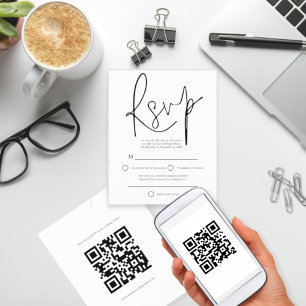 RSVP de Casamento de Código QR de Texto Branco Pre