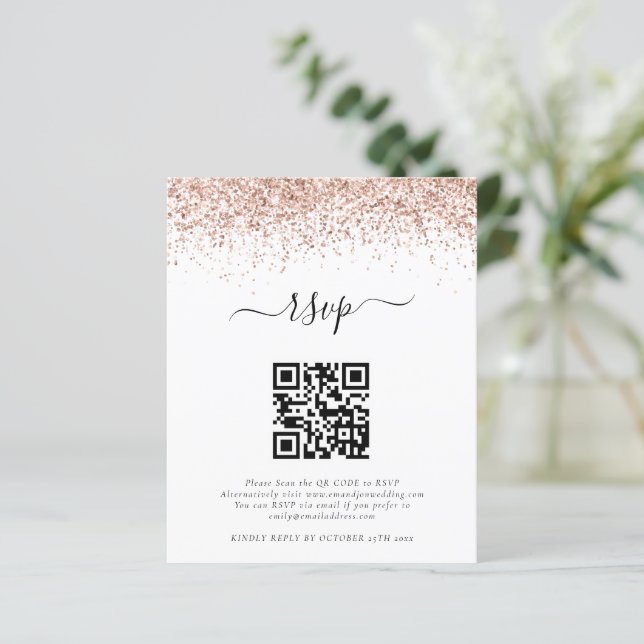 RSVP de Casamento de Código QR do Código de Glitte (Em pé/Frente)