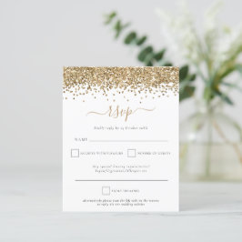 RSVP de Casamento de Código QR do Glitter Dourado