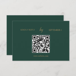 RSVP de Casamento de Código QR Dourado do Emerald 