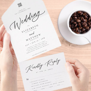 RSVP de Casamento de Código QR Simples Chic Elegan