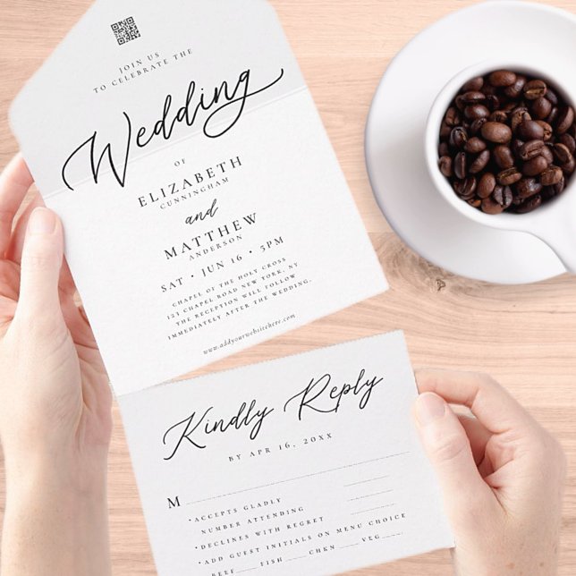 RSVP de Casamento de Código QR Simples Chic Elegan (Criador carregado)