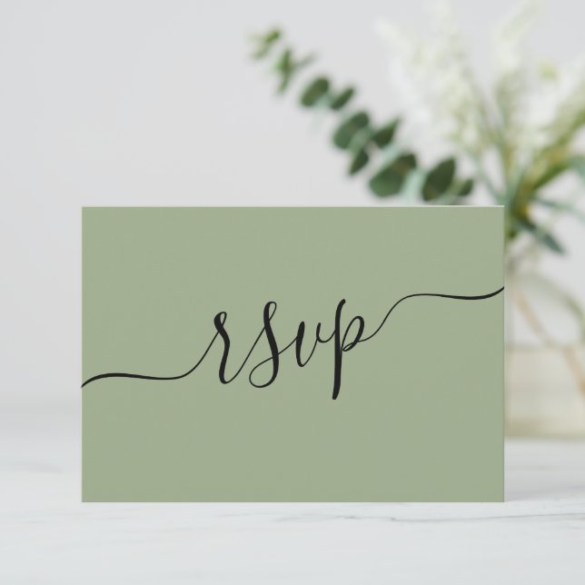 RSVP de Casamento de Código QR Verde do Modern Sag (Em pé/Frente)