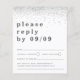 RSVP de Casamento de Confetti Glitter Silver Orçam