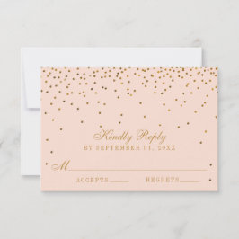 RSVP de Casamento de Confetti Rosa e Dourado Blush