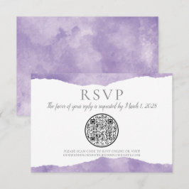 RSVP de Casamento de Cores d'Água com Lavanda QR
