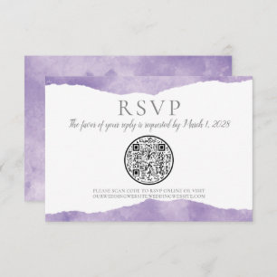 RSVP de Casamento de Cores d'Água com Lavanda QR
