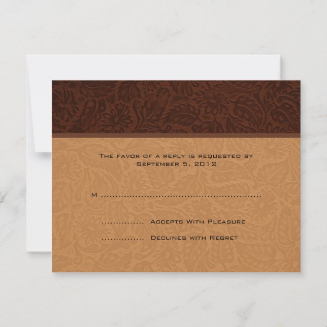 RSVP de Casamento de Couro Impresso (Frente)