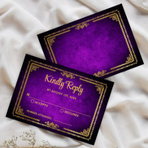RSVP de Casamento de Deco de Frame Roxo e Dourado