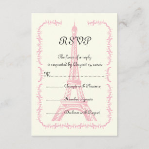 RSVP de casamento de destino da Torre Eiffel rosa