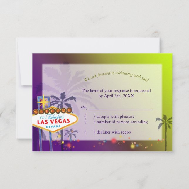 RSVP de Casamento de Destino de Las Vegas (Frente)