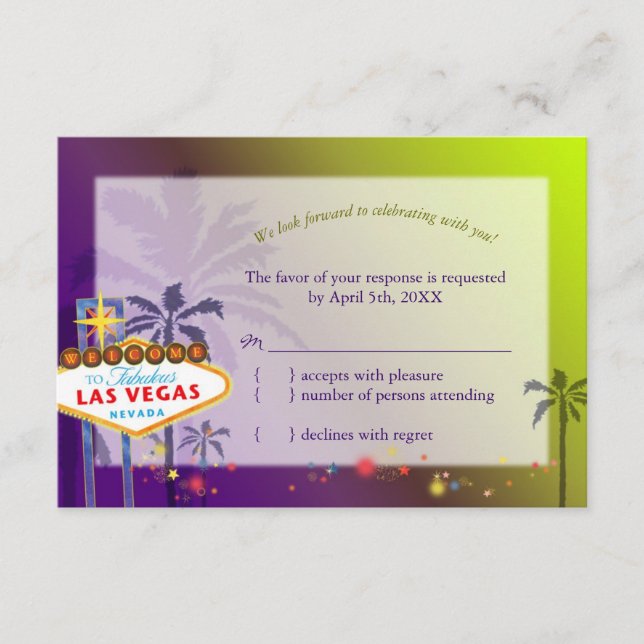 RSVP de Casamento de Destino de Las Vegas (Frente)