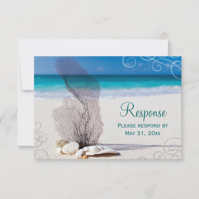 RSVP de Casamento de Destino de Praia Coral (Frente)