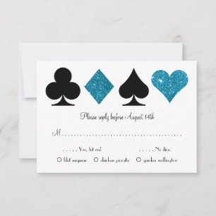 RSVP de Casamento de Destino de Vegas com Azul de 