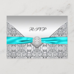 RSVP de Casamento de Diamante Azul Teal