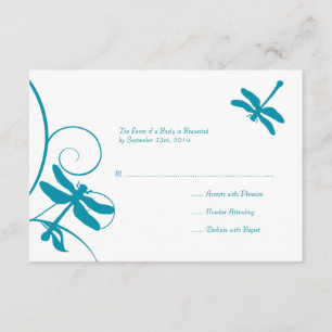 RSVP de Casamento de Dragonfly Branca e Azul