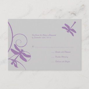RSVP de Casamento de Dragonfly de Lavanda e prata