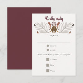 RSVP de Casamento de Escolha de Refeições de Boho