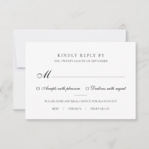 RSVP de Casamento de Escolha de Refeições Pretas