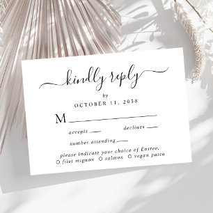 RSVP de Casamento de Escolha do Menu Elegante