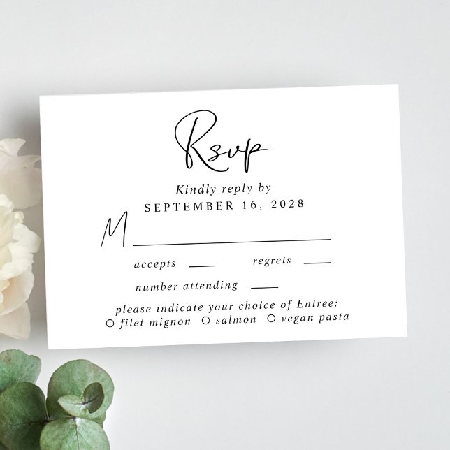 RSVP de Casamento de Escolha do Menu Script Chic (Criador carregado)