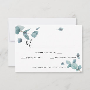 RSVP de Casamento de Eucalipto Azul Moderno
