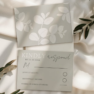 RSVP de Casamento de Eucalyptus Beige Neutro Moder