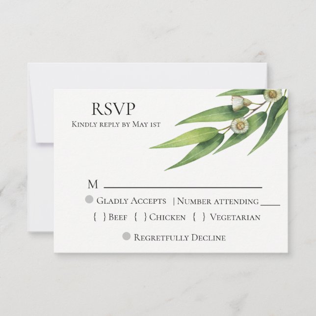 RSVP de Casamento de Eucalyptus Chic Moderno (Frente)