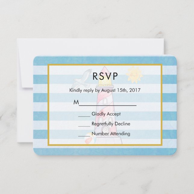 RSVP de Casamento de Farol de Lâmpada de Água com  (Frente)