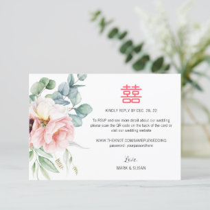 RSVP de Casamento de Felicidade Dupla Chinesa