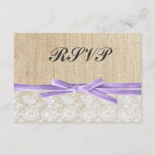 RSVP de Casamento de Fita de Lavanda de Colchete R