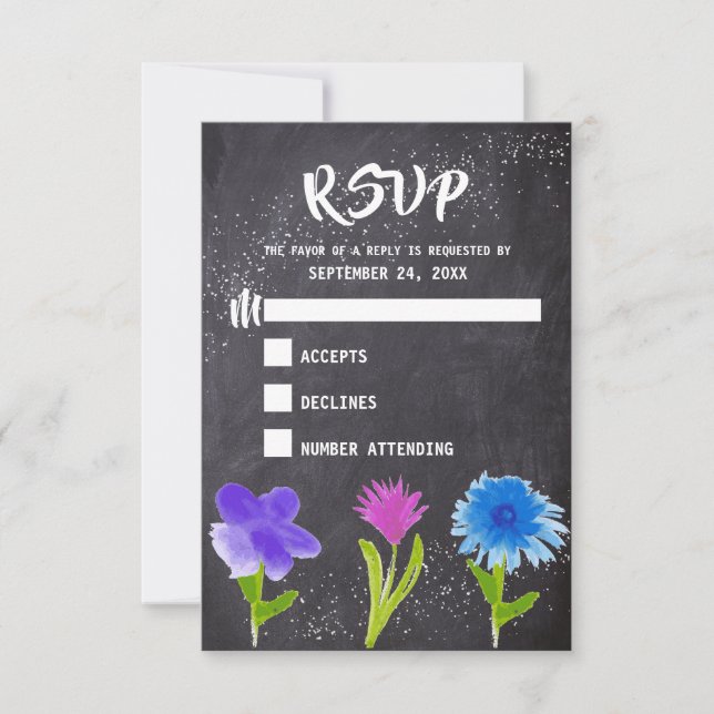 RSVP de Casamento de Flor de Aquarela de Quadro (Frente)