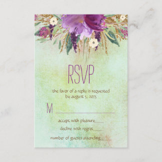 RSVP de Casamento de Flor Pintado com Aquarela