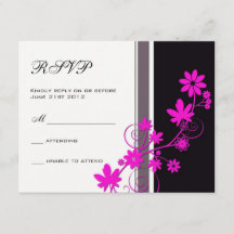 RSVP de Casamento de Flor Rosa Quente