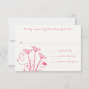 RSVP de Casamento de Flor Selvagem Rosa Monograma