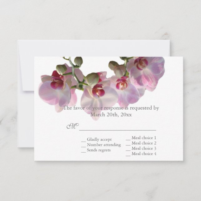 RSVP de casamento de flores de orquídea rosa bonit (Frente)