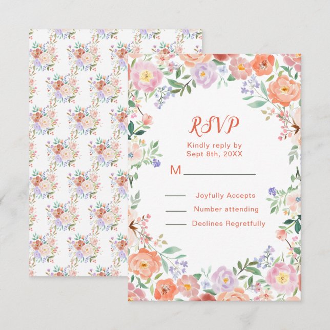 RSVP de Casamento de Flores primavera (Frente/Verso)