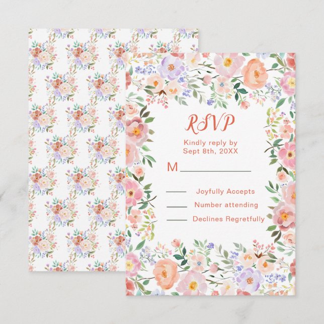 RSVP de Casamento de Flores primavera (Frente/Verso)